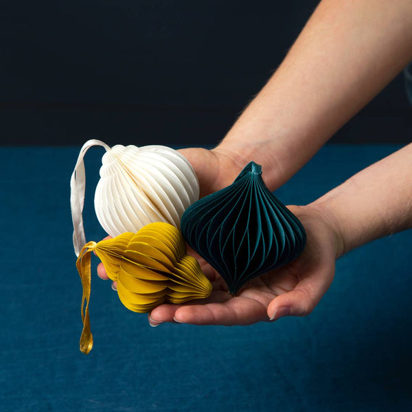 Honeycomb Christmas Baubles Decorations - 3 Pack