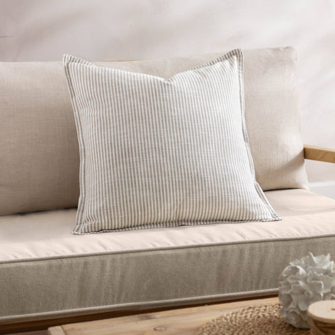 Luxurious Duck Feather Filled Truro Stripe Reversible Cushion - Natural