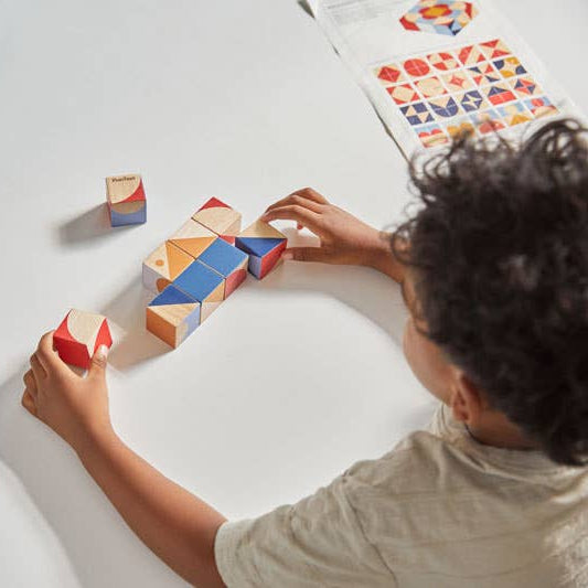 Plan Toys - Geo Pattern Cubes Wooden Game