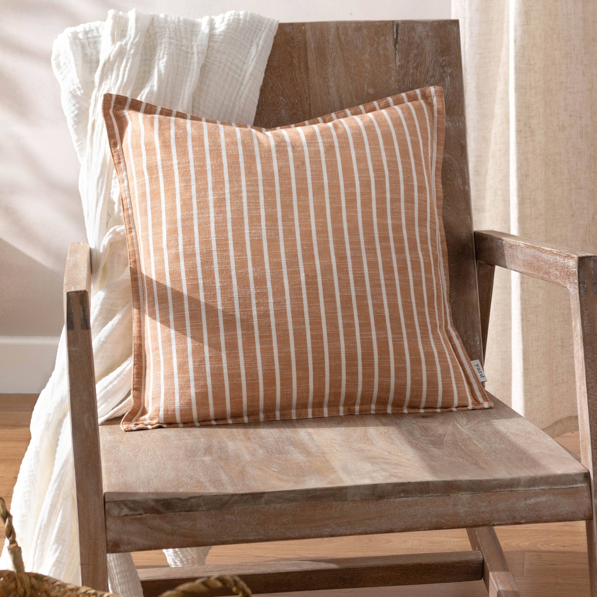 Luxurious Duck Feather Filled Tala Stripe Reversible Cushion Pecan