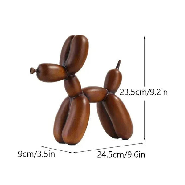 Resin Wood-Texture Like Balloon Dog Ornament