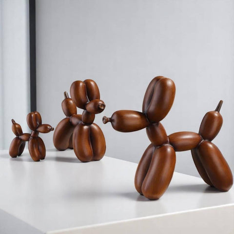 Resin Wood-Texture Like Balloon Dog Ornament