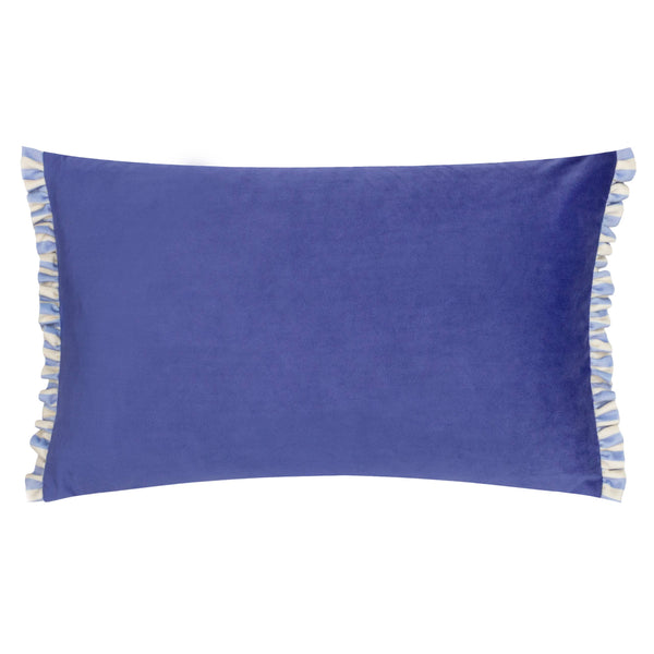 Araya Striped Filled Velvet Cushion - Blue
