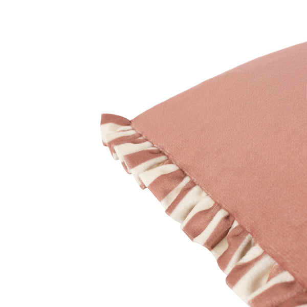 Araya Striped Filled Velvet Cushion - Pink
