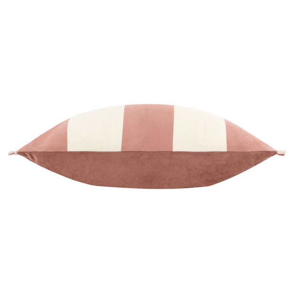 Araya Striped Filled Velvet Cushion - Pink