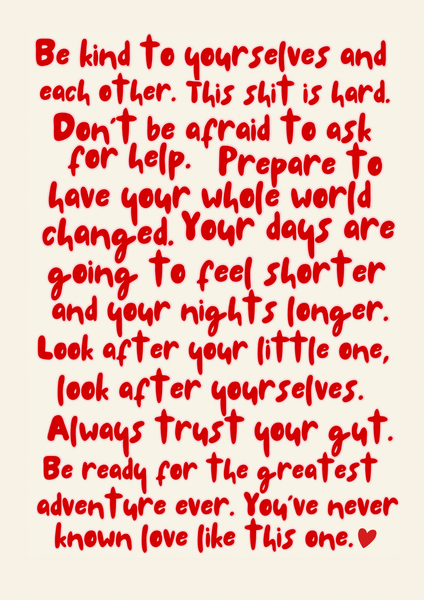 New Parents Advice A6 Card - Version 2