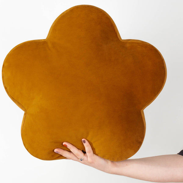 Flower Velvet Reversible Cushion Ginger
