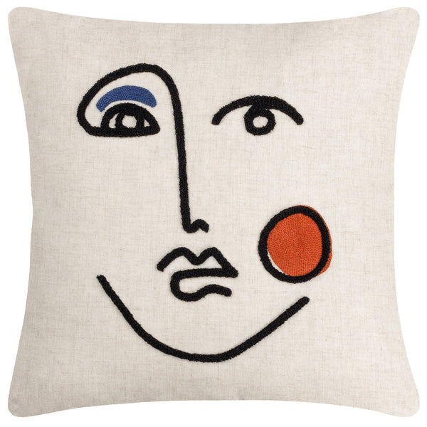 Cleo Linear Woven Filled Cushion Ginger/Navy