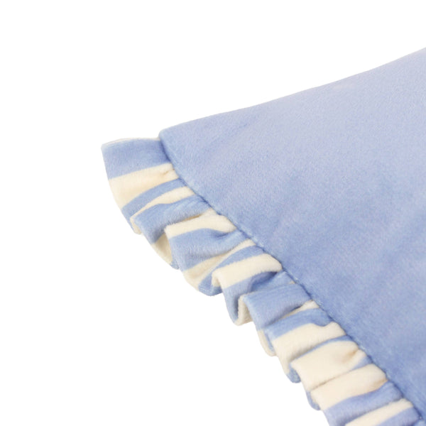 Araya Striped Filled Velvet Cushion - Blue