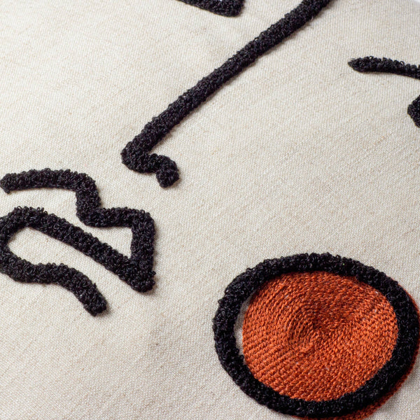 Cleo Linear Woven Filled Cushion Ginger/Navy