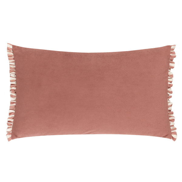 Araya Striped Filled Velvet Cushion - Pink
