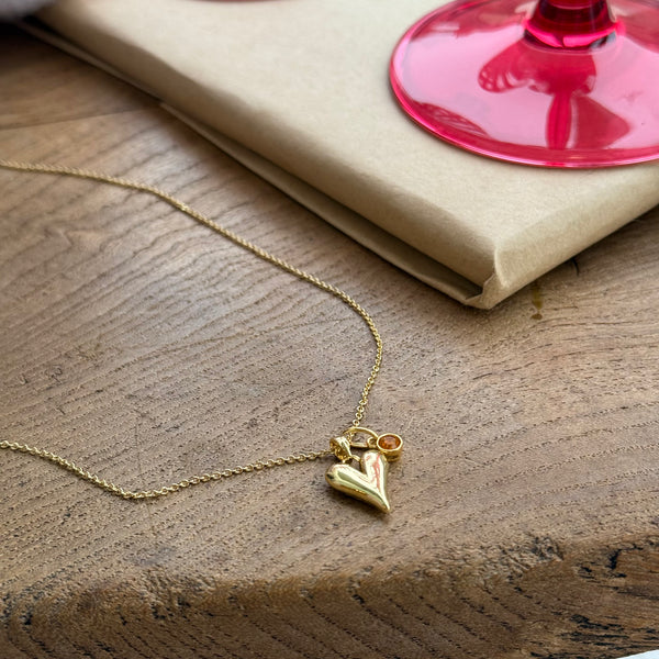 Gold Heart & Golden topaz Necklace