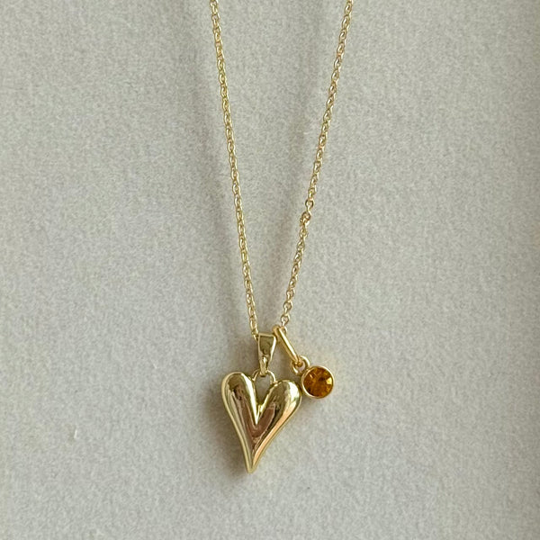 Gold Heart & Golden topaz Necklace