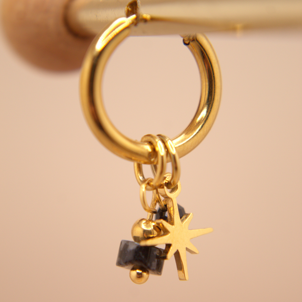 18K Gold Plated Huggie Earrings with charms