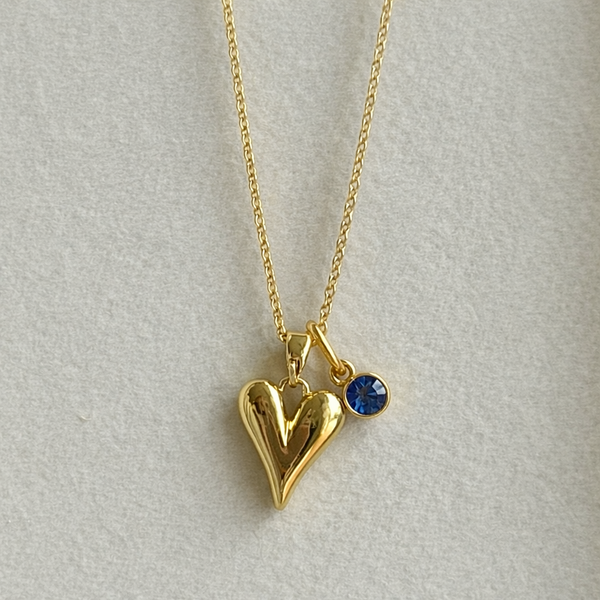 Gold Heart & Sapphire stone Necklace