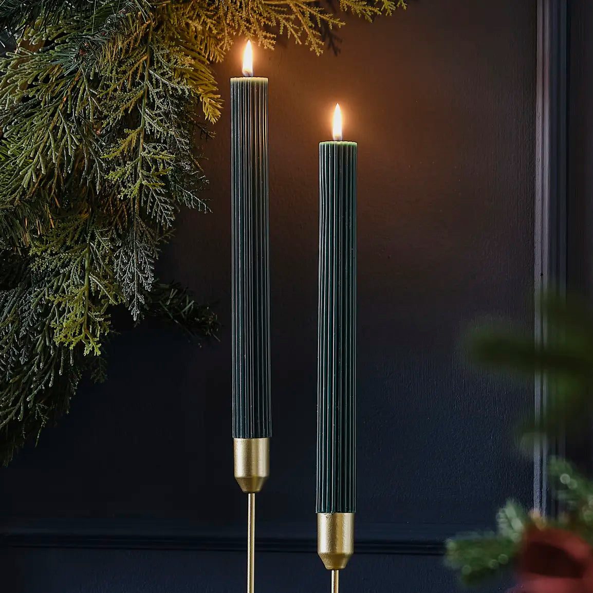 Dark Green Table Candles