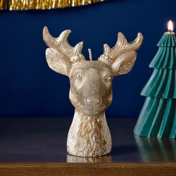 Gold Stag Christmas Candle