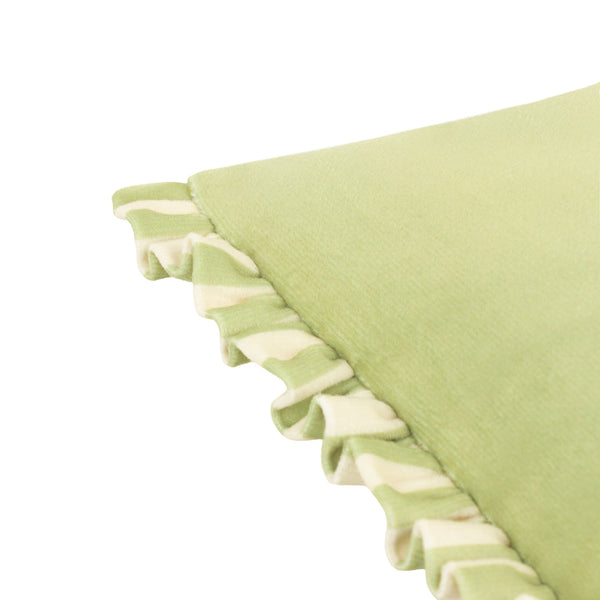 Araya Striped Filled Velvet Cushion - Green