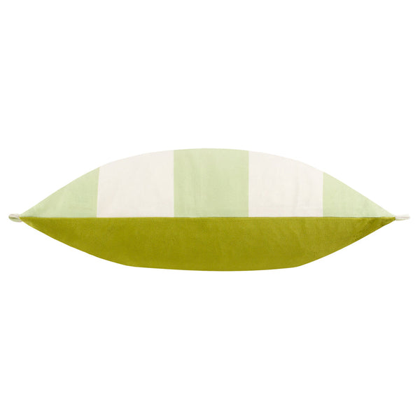Araya Striped Filled Velvet Cushion - Green