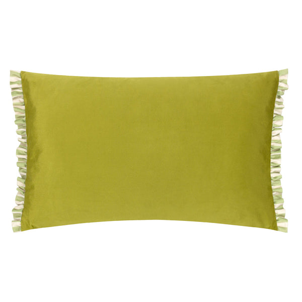 Araya Striped Filled Velvet Cushion - Green