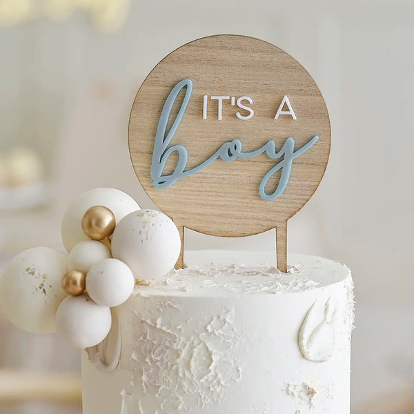 Wooden Cake Topper - Boy
