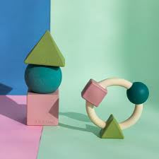 Oli & Carol X Bauhaus Movement Natural Rubber Geometric Building Blocks - Pastel
