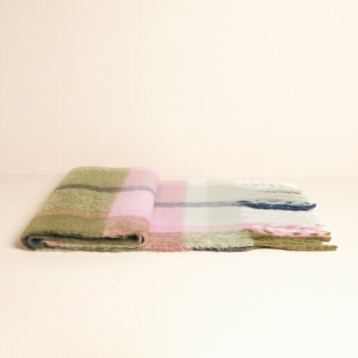 Olive & Pink Tartan Scarf