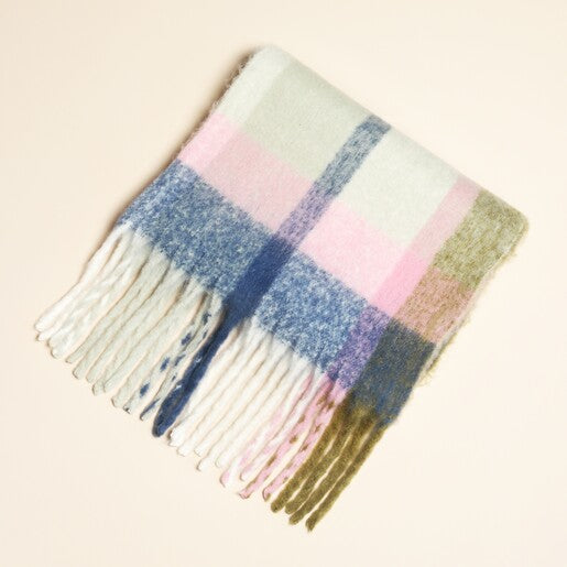 Olive & Pink Tartan Scarf