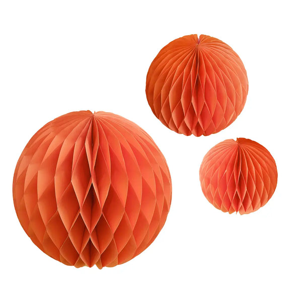 Orange Honeycomb ball decorations