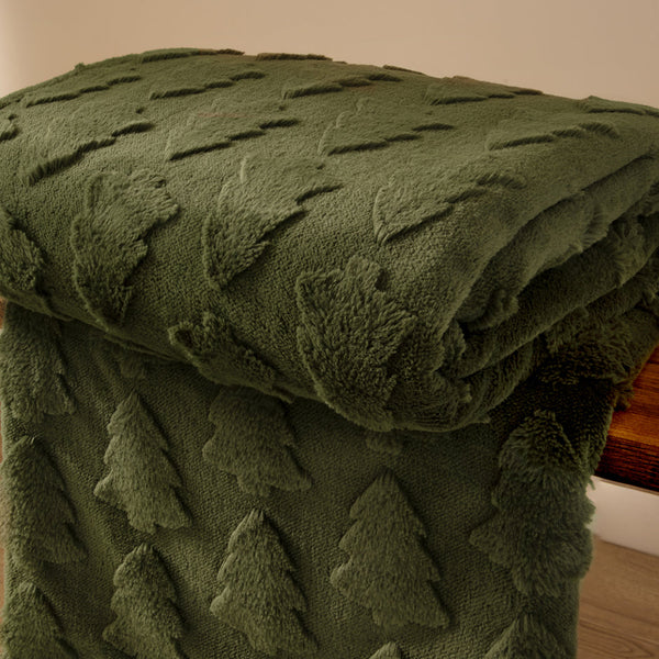 Pines Faux Fur Throw Forest Green