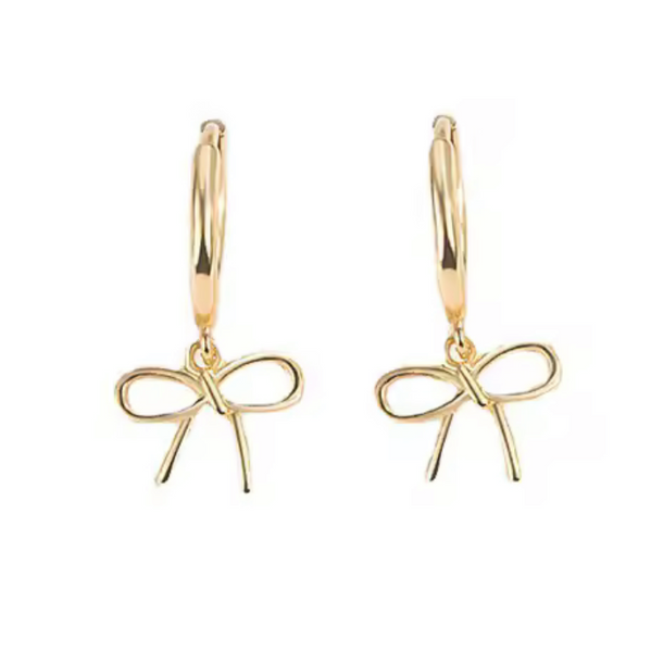 Dainty hoop with Bow detail earrings Gold Plated