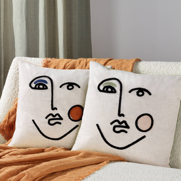 Cleo Linear Woven Filled Cushion Ginger/Navy