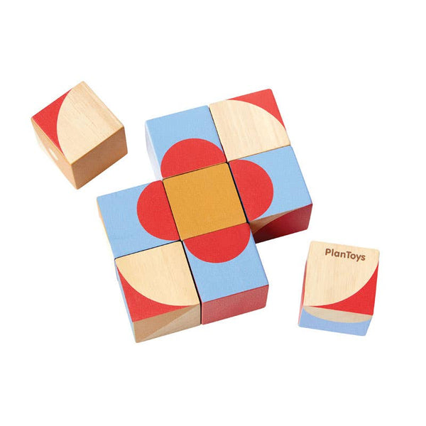 Plan Toys - Geo Pattern Cubes Wooden Game