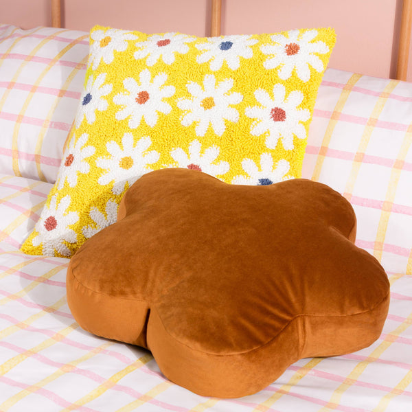 Flower Velvet Reversible Cushion Ginger
