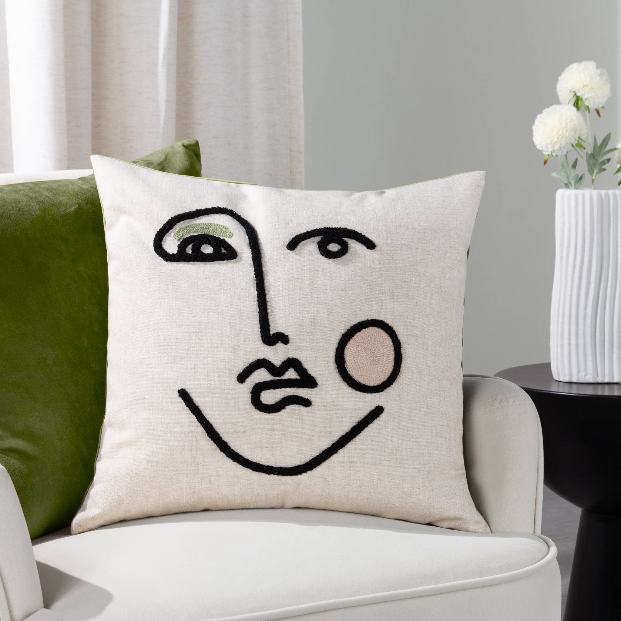 Cleo Linear Woven Filled Cushion Pink/Green