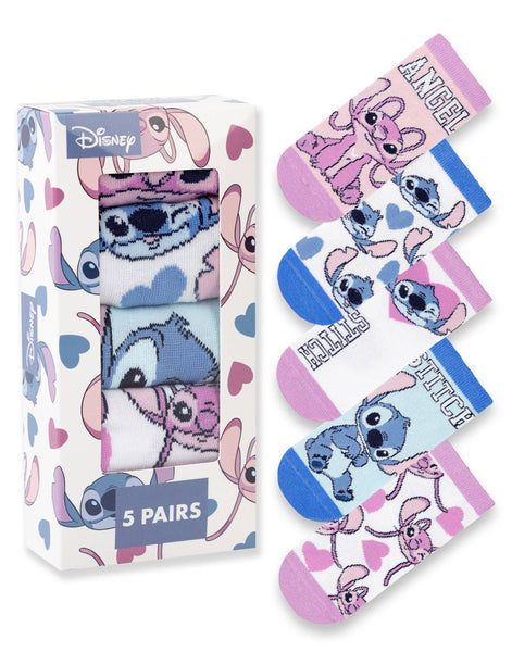 Disney Girls Multicoloured Multi Character Calf Socks Set of 5