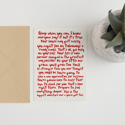 New Parents Advice A6 Card - Version 1