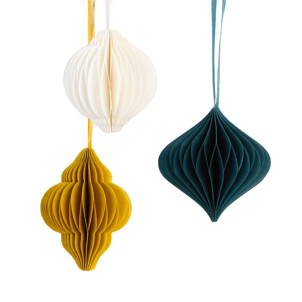 Honeycomb Christmas Baubles Decorations - 3 Pack