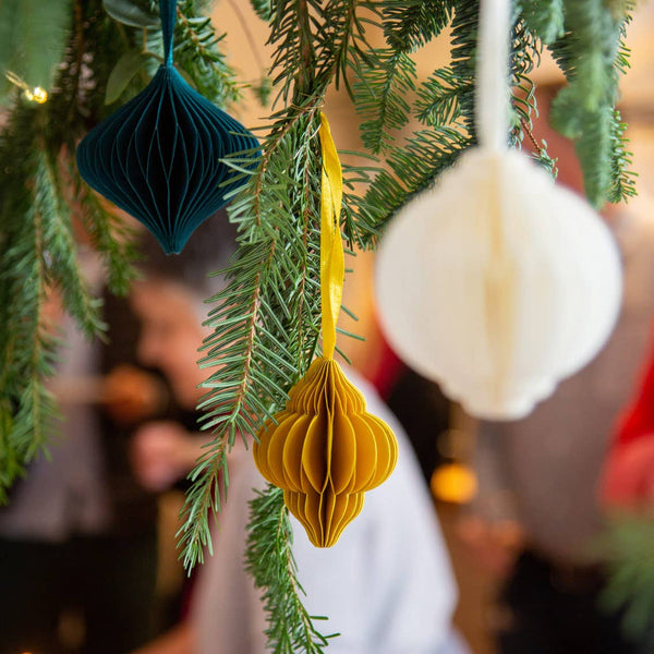 Honeycomb Christmas Baubles Decorations - 3 Pack