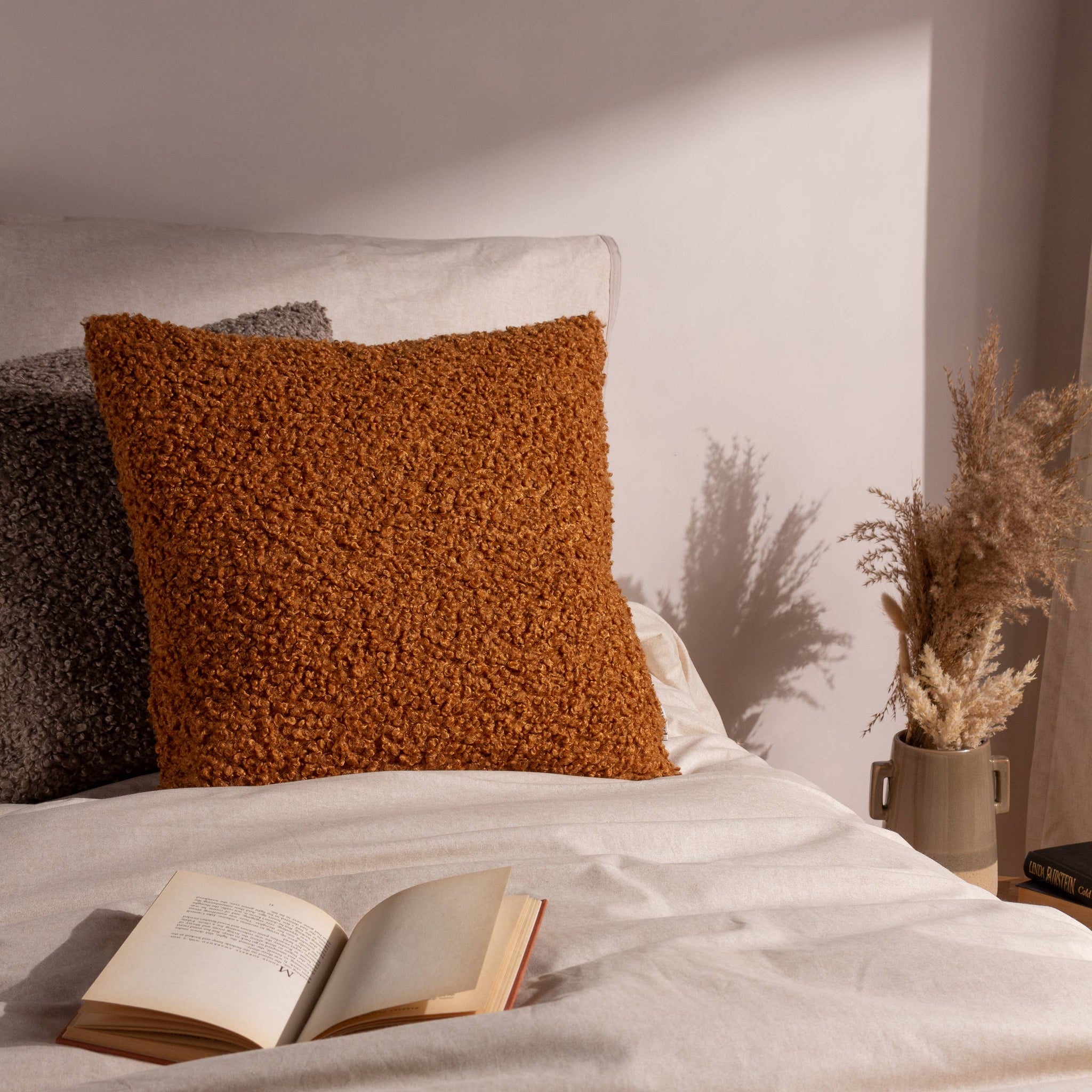 Cabu Textured Boucle Filled Cushion Ginger