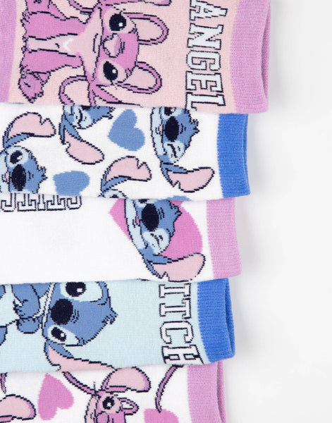 Disney Girls Multicoloured Multi Character Calf Socks Set of 5