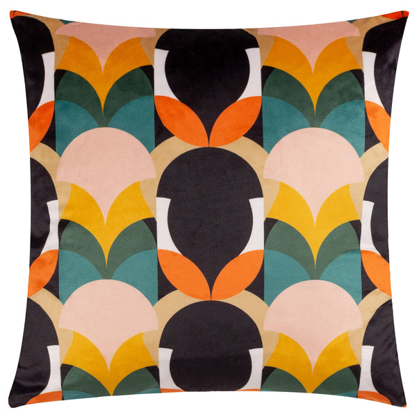 Raeya Art Deco Filled Cushion Peach/Black