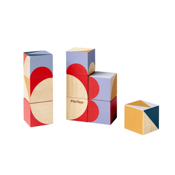 Plan Toys - Geo Pattern Cubes Wooden Game