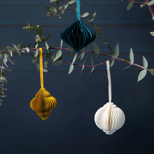 Honeycomb Christmas Baubles Decorations - 3 Pack