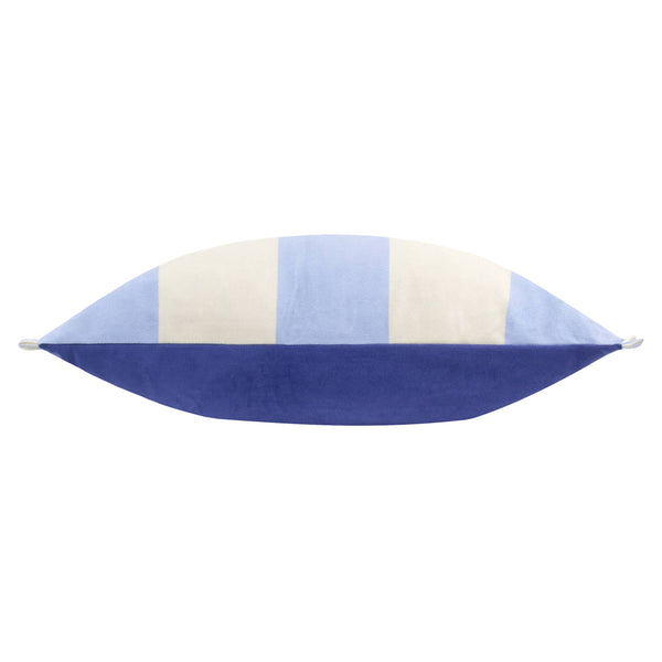 Araya Striped Filled Velvet Cushion - Blue