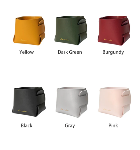 Leather Folding Storage Box | Desktop Organiser